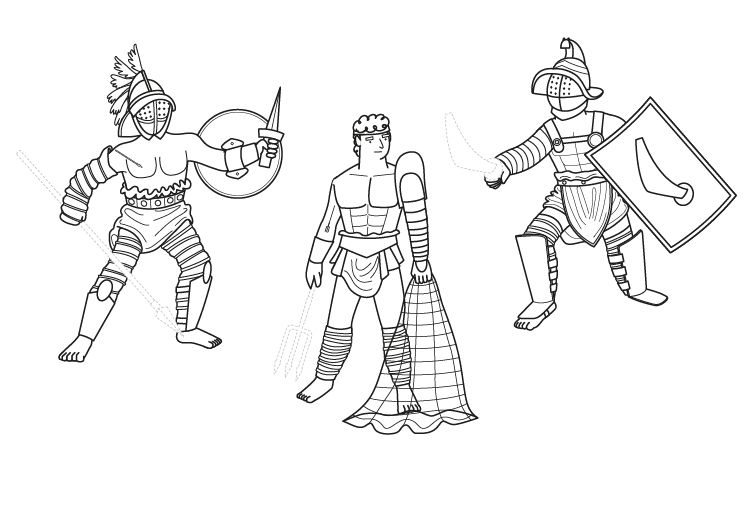 Gladiadores: dibujo para colorear e imprimir