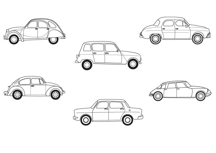 Coches antiguos: dibujo para colorear e imprimir