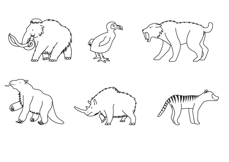 Animales desaparecidos: dibujo para colorear e imprimir