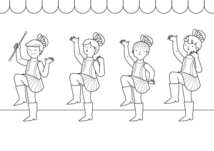 Majorettes: dibujo para colorear e imprimir