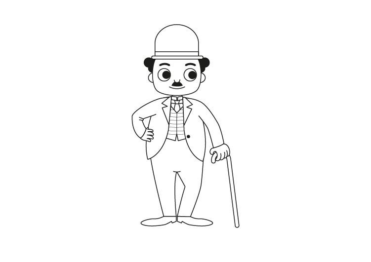 Charlot: dibujo para colorear e imprimir