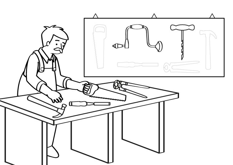 Carpintero: dibujo para colorear e imprimir