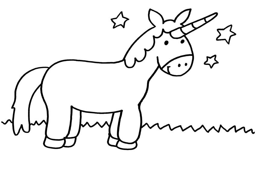 articulo Desagradable frijoles Unicornio bajo las estrellas: dibujo para colorear e imprimir