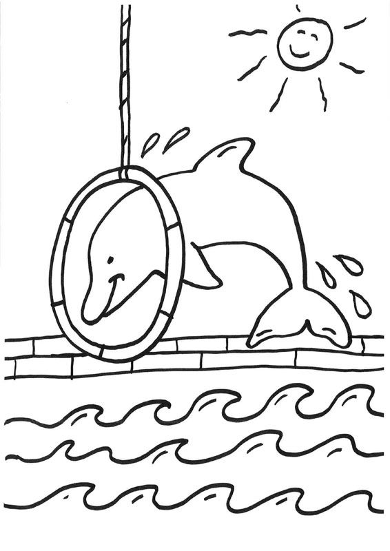 Espectáculo de delfines: dibujo para colorear e imprimir