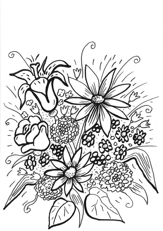 Flores silvestres: dibujo para colorear e imprimir