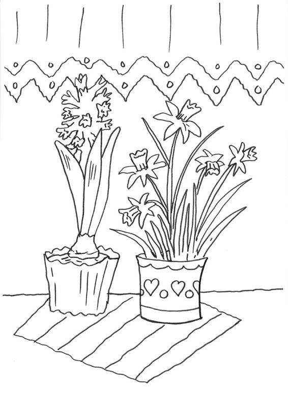 Narcisos y jacintos: dibujo para colorear e imprimir