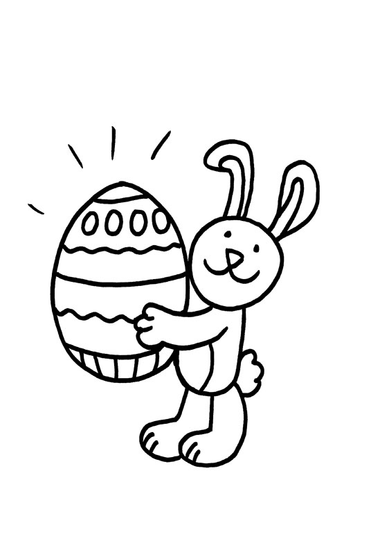 Dibujo para colorear de un conejo con un huevo de Pascua