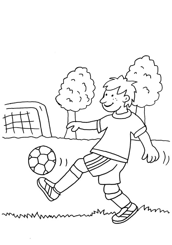 Dibujo para colorear de niños jugando al fútbol