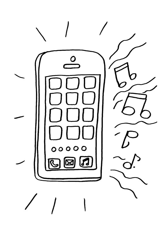 Dibujo para colorear de un teléfono sonando