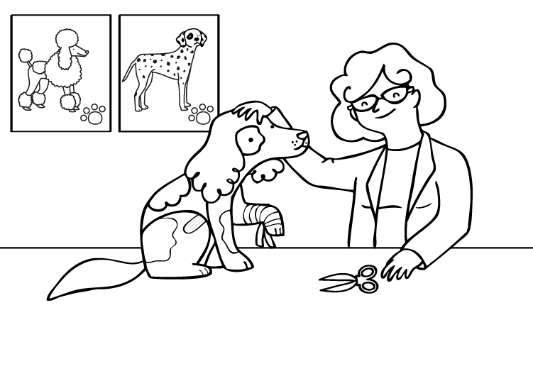 Dibujo para colorear de una veterinaria