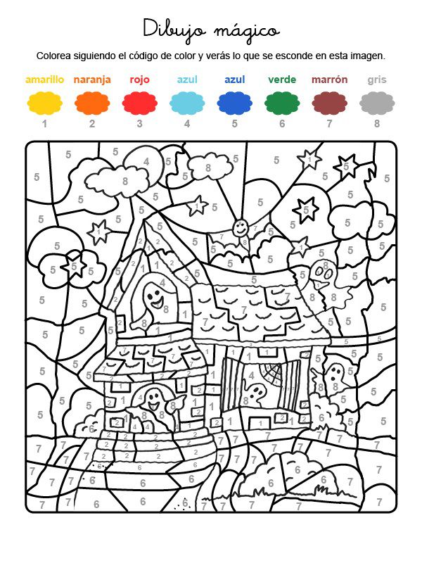 Dibujo Magico De Castillo De Fantasmas Dibujo Para Colorear E