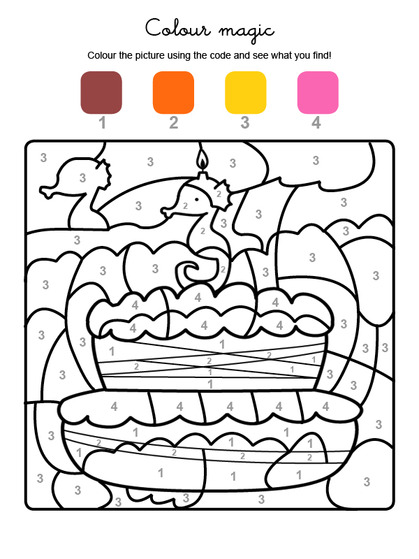 Dibujo mágico para colorear en inglés de cumpleaños 3