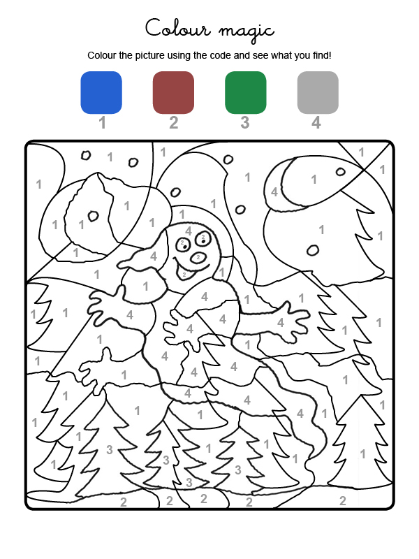 Dibujo mágico para colorear en inglés de un fantasma en la noche