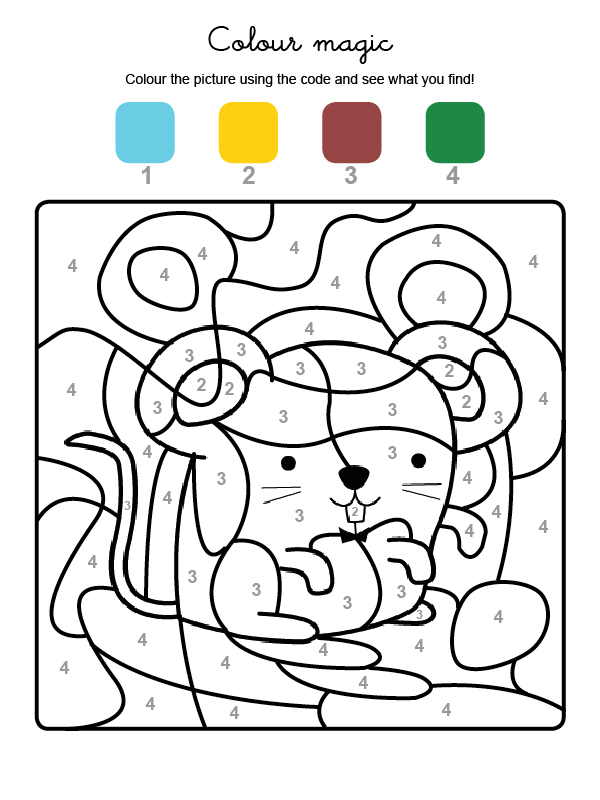 Dibujo mágico para colorear en inglés de un ratón