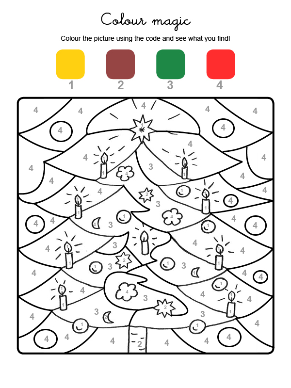 Colour by numbers: adornos de árbol de Navidad