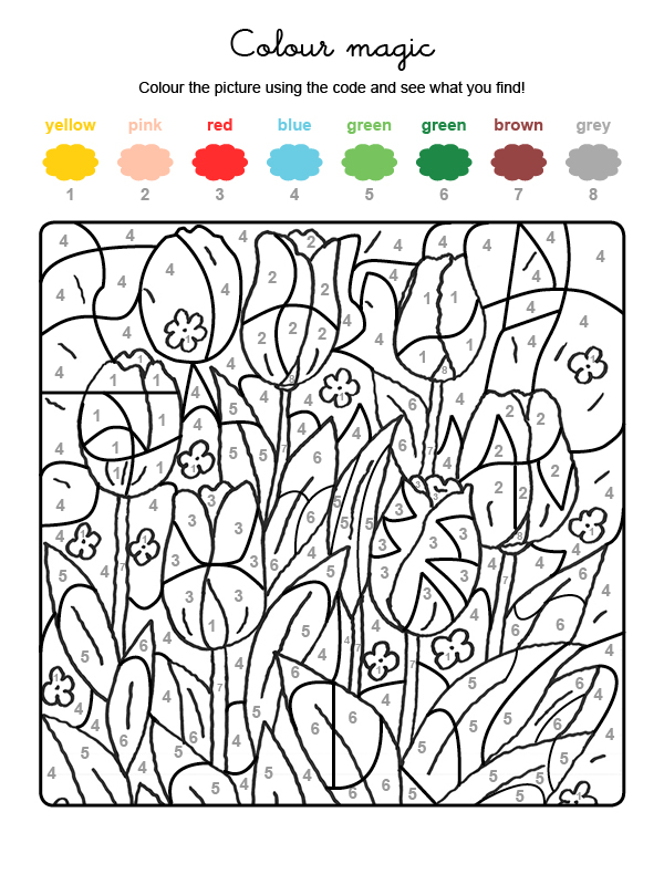 Dibujos de primavera para colorear por números