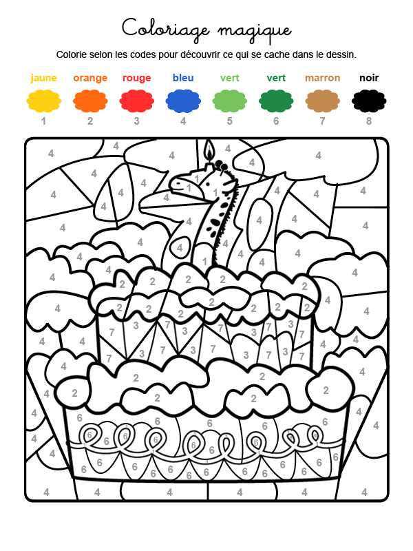 Coloriage magique en français: una mariposa de colores