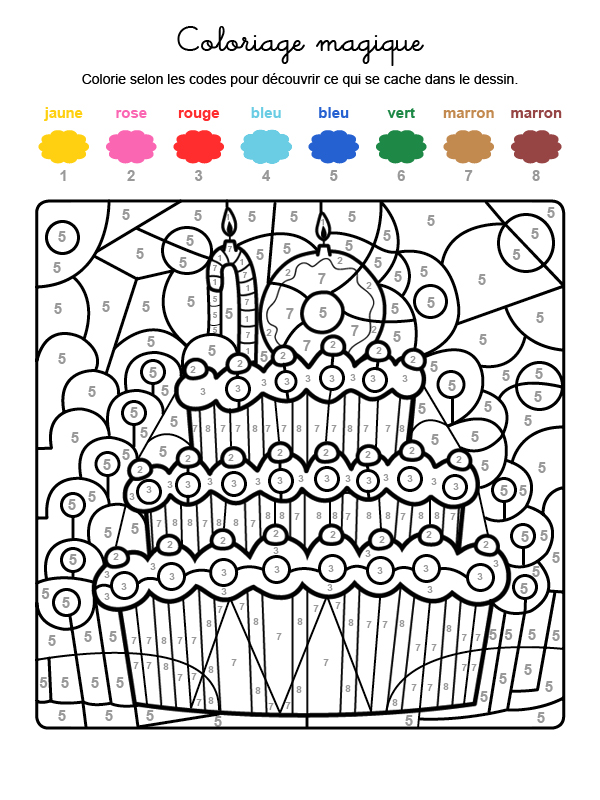 Coloriage magique en français: cumpleaños 10