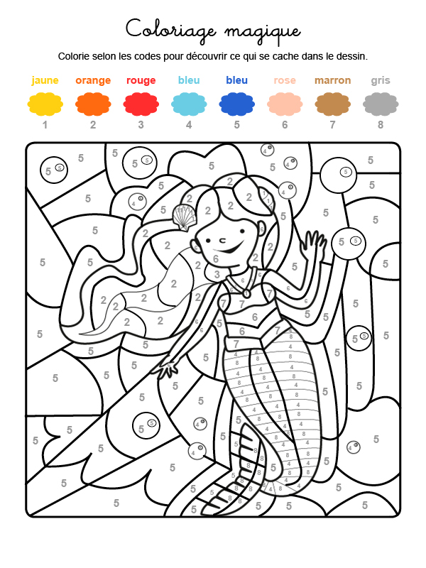 Coloriage magique en français: una mariposa de colores