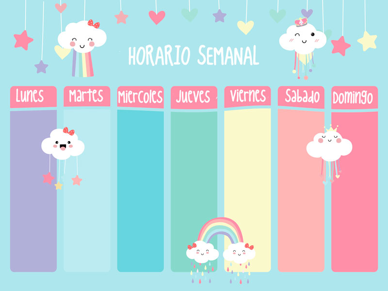 Horario infantil con nubes