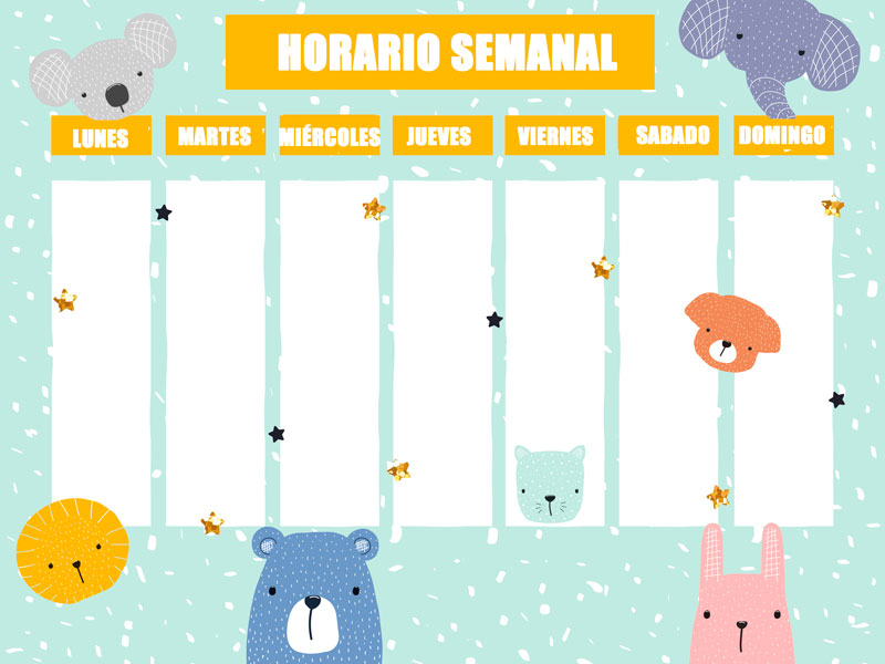 Horario infantil con animales