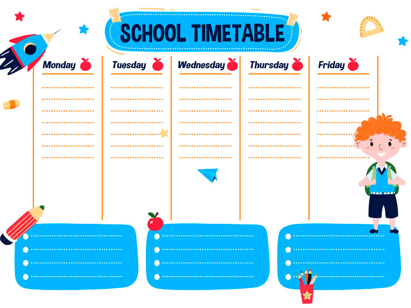 Horario escolar en inglés