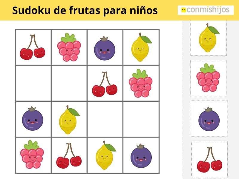 Sudoku de frutas para niños