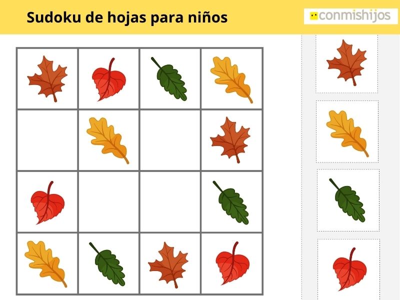 Sudoku de hojas para niños