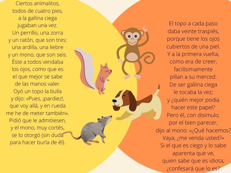 El topo y otros animales, poema de Iriarte para niños