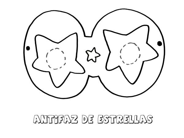 Dibujo de antifaz de estrellas para Carnaval