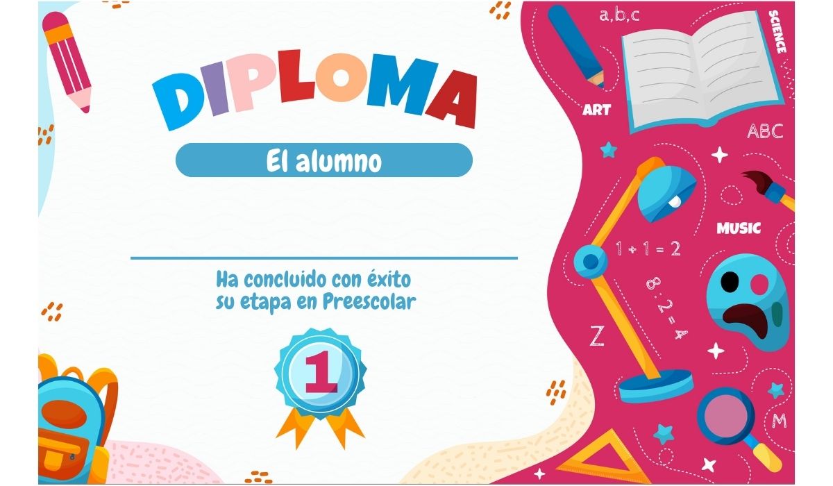 Diploma de graduación para niños de Preescolar