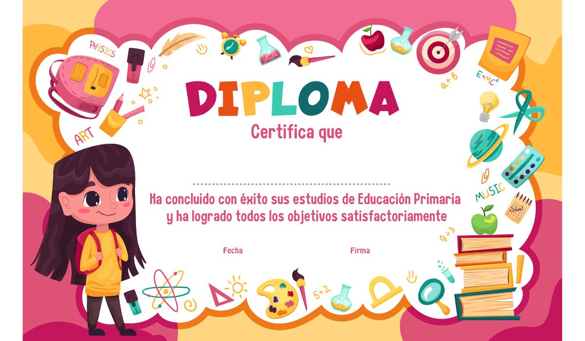 Diploma de graduación de Primaria para niñas