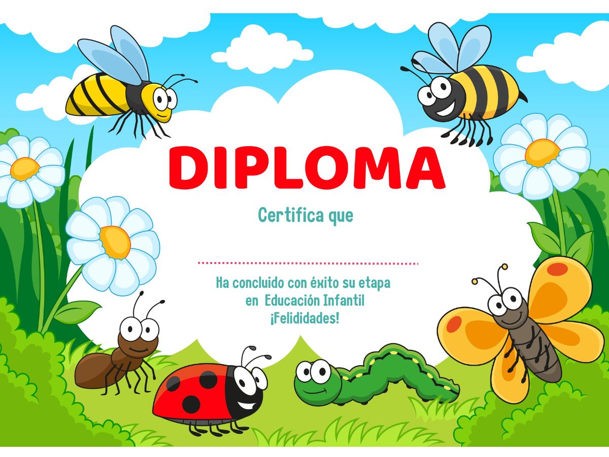Diploma de graduación para niños de Educación Infantil