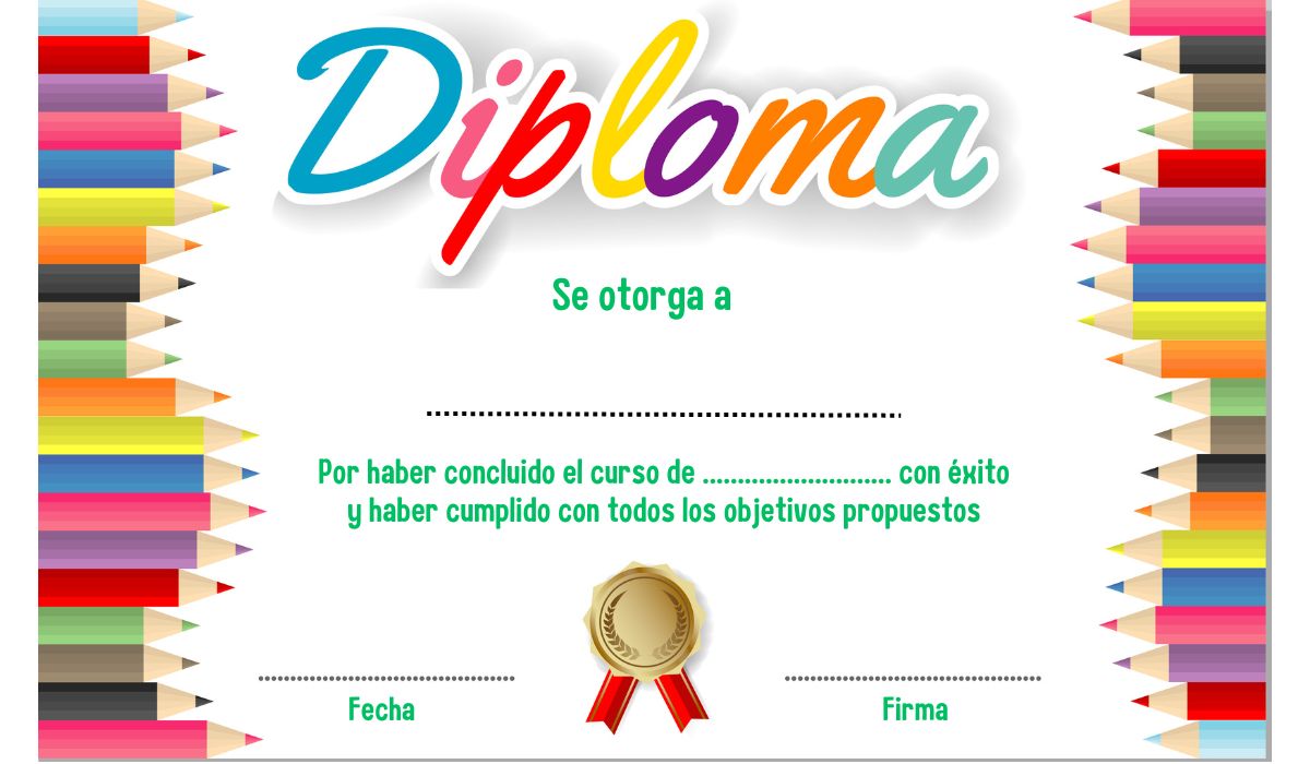 Diploma de graduación para cualquier curso de Primaria