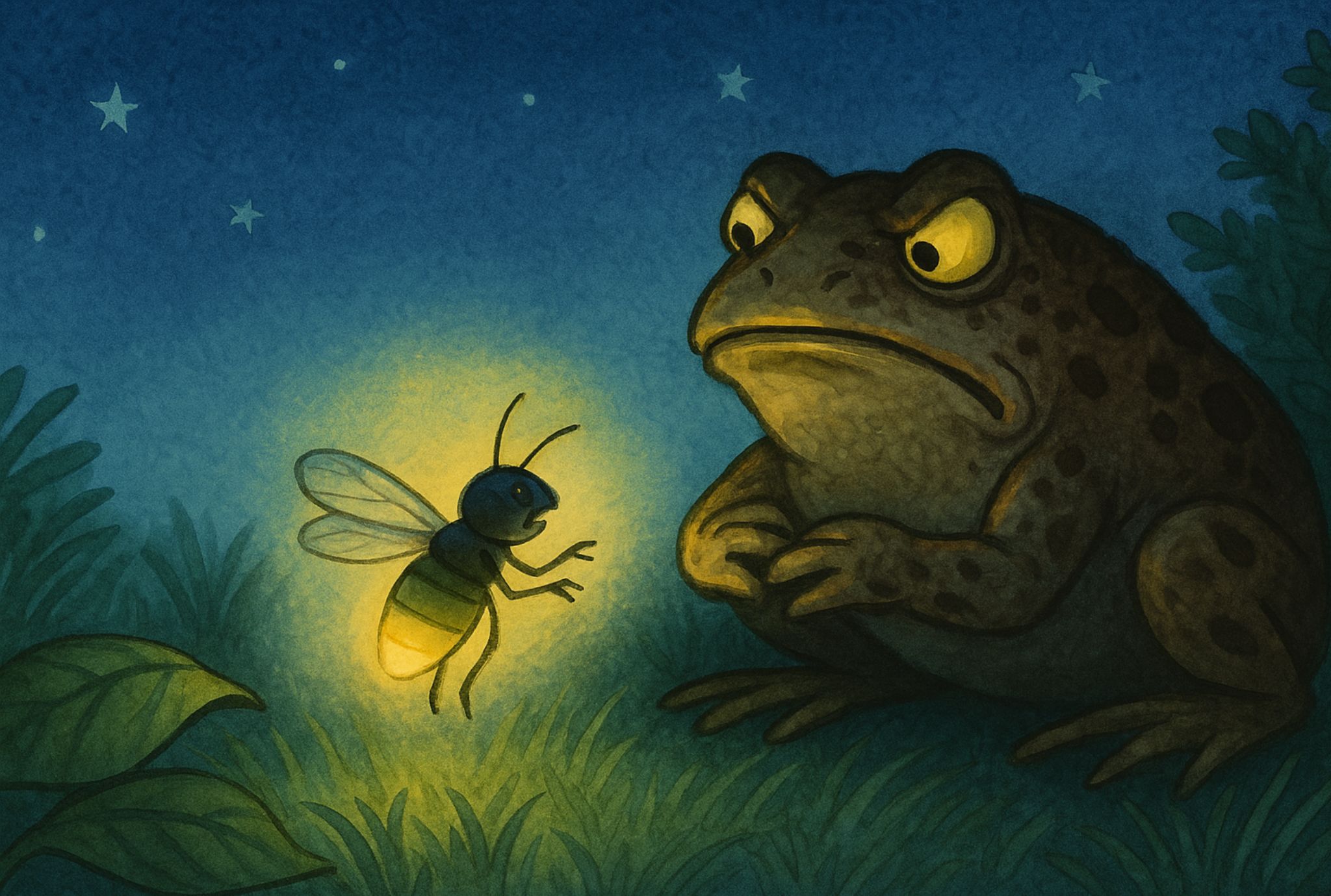 Fábula de Hartzenbusch para niños: La luciérnaga y el sapo