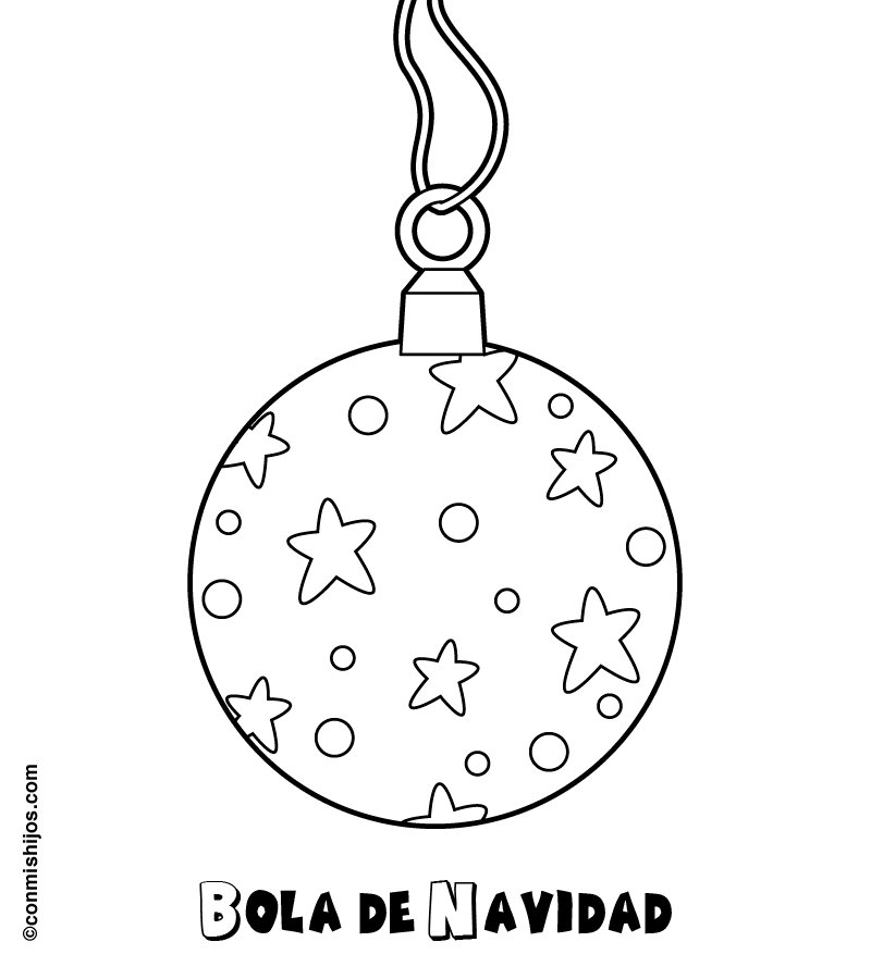 Dibujos para colorear de bolas de Navidad por los niños