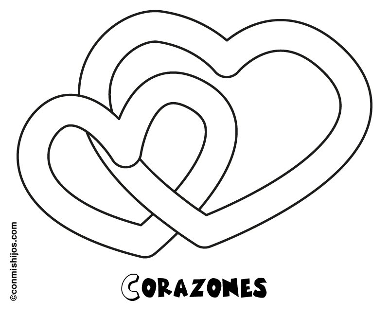 Dibujo de corazones para imprimir y colorear