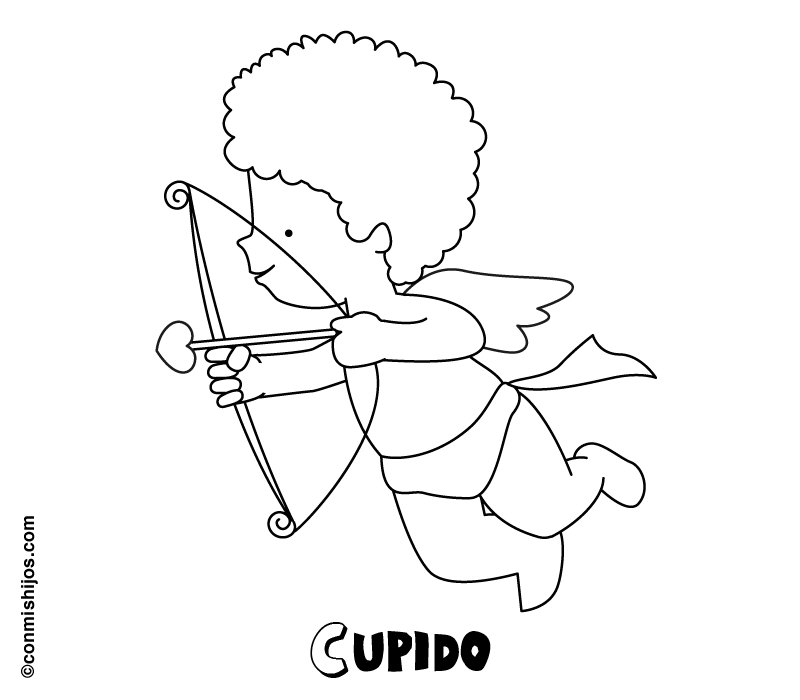 Dibujo de Cupido para colorear con los niños