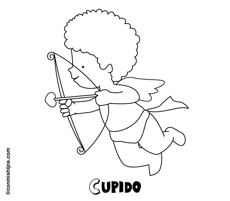 Dibujo de Cupido para colorear con los niños