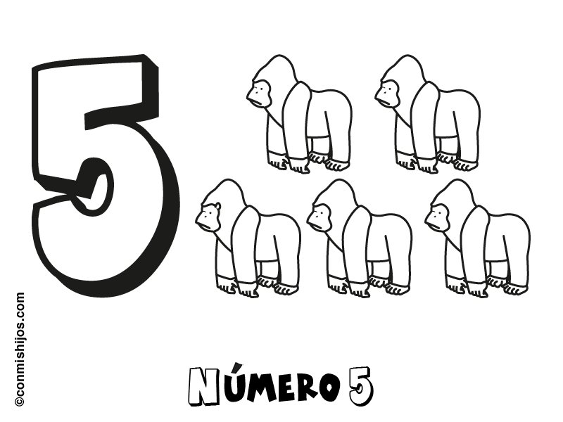 Número 5: Dibujos para colorear