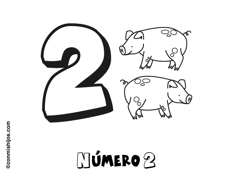 Número 2: Dibujos para colorear