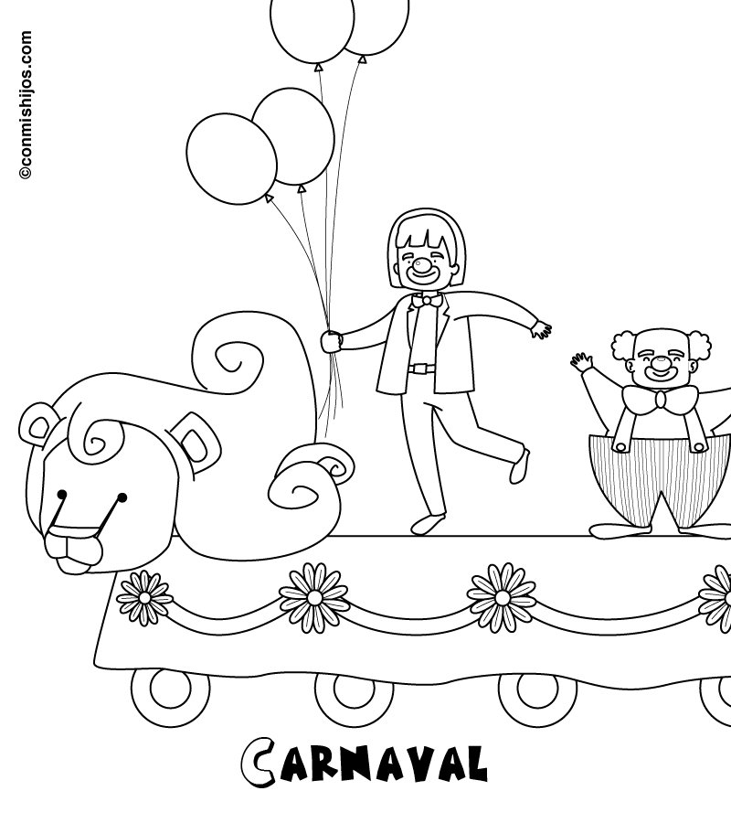 Dibujo de Carnaval disfraz de circo para pintar con niños