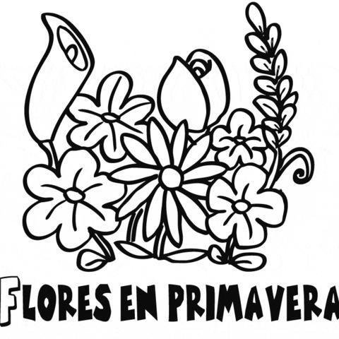 Dibujo gratis de ramo de flores. Dibujos de primavera para colorear