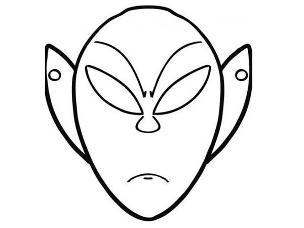 Dibujo de una careta de alien para colorear con los niños en Carnaval