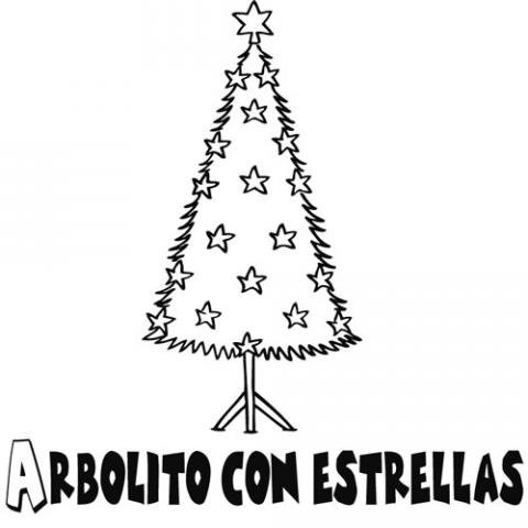 Árbol de Navidad decorado con estrellas. Dibujos para niños