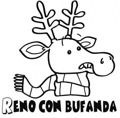 Reno con bufanda para que los niños pinten