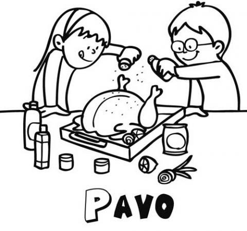 Pavo de Navidad para colorear. Dibujo para los niños