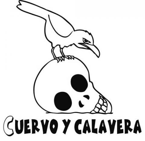 Imagen gratis de cuervo y calavera para colorear