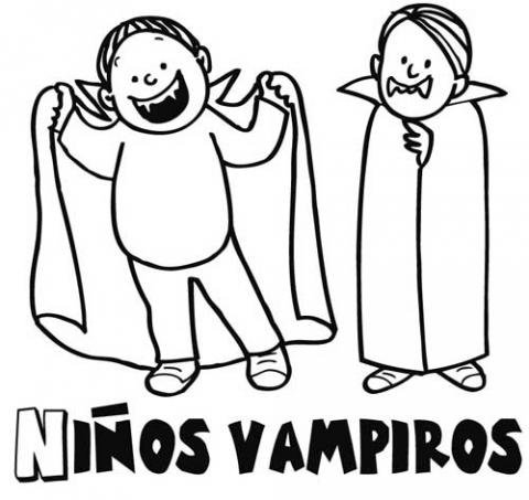 Dibujo de niños vampiros para pintar