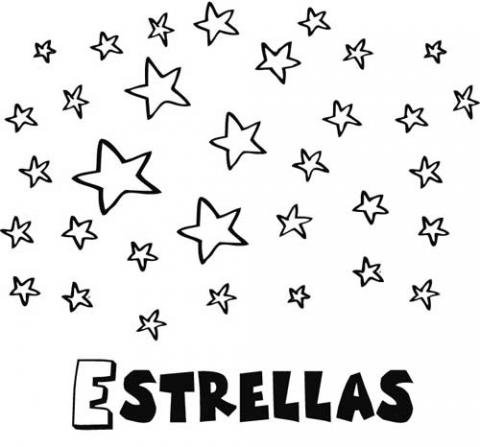 Dibujo gratuito de estrellas para pintar. Dibujos infantiles del espacio